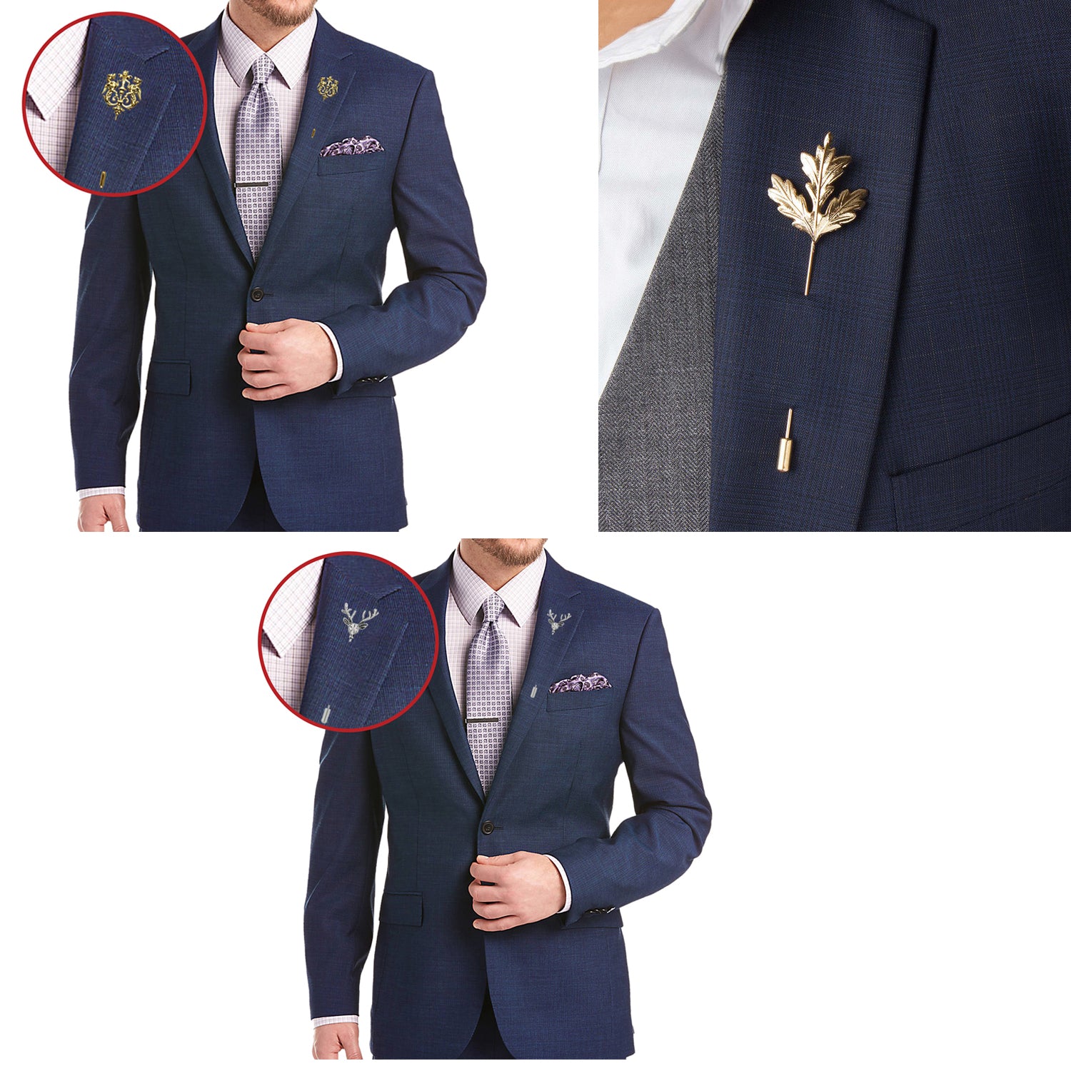 Trendy Combo of Lion, Mapel Leaf and Deer Lapel Pin \ Brooch