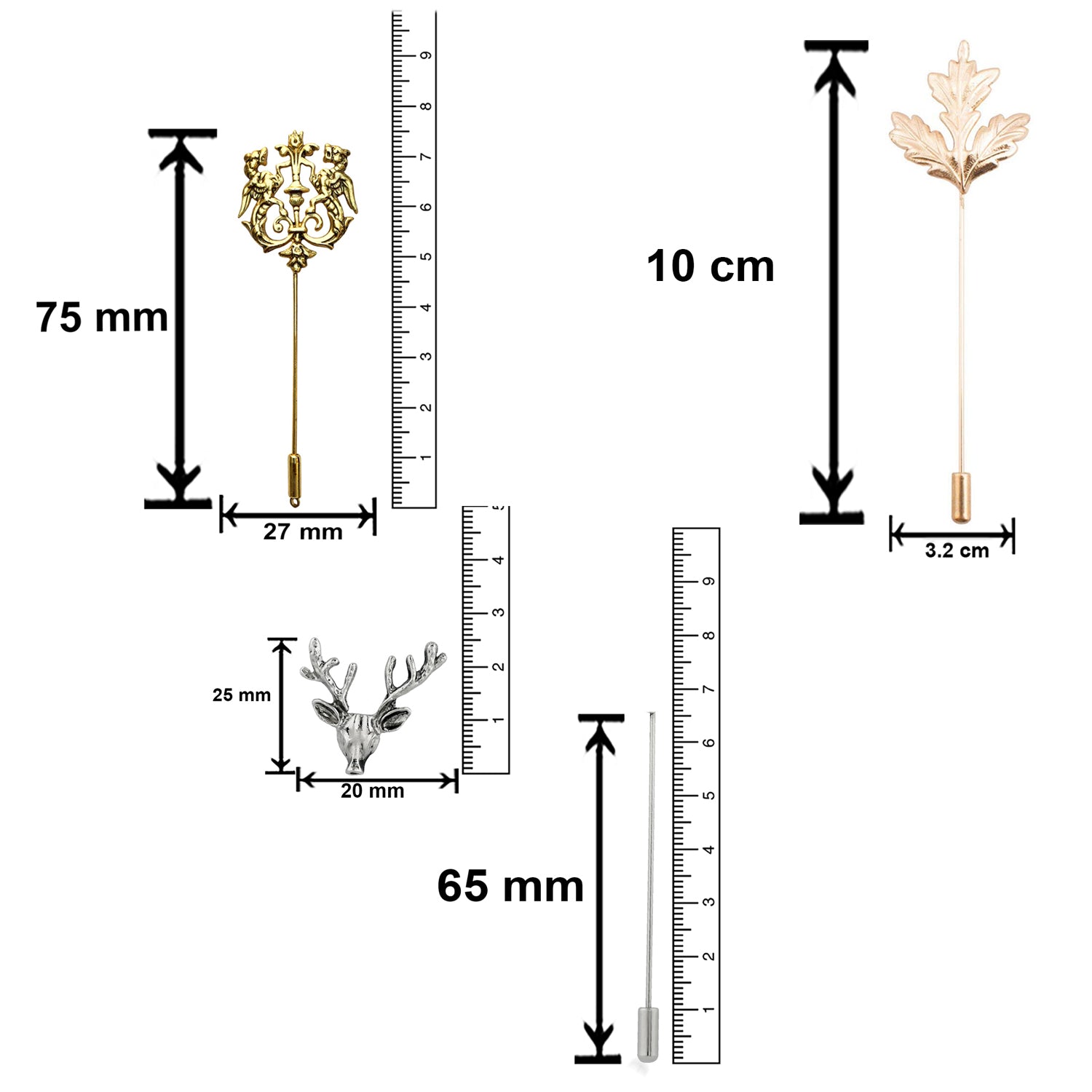 Trendy Combo of Lion, Mapel Leaf and Deer Lapel Pin \ Brooch