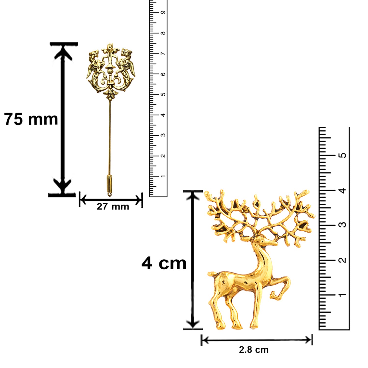 Fashionable Antique Golden Royal Lion and Deeer Brooch / Lapel Pin