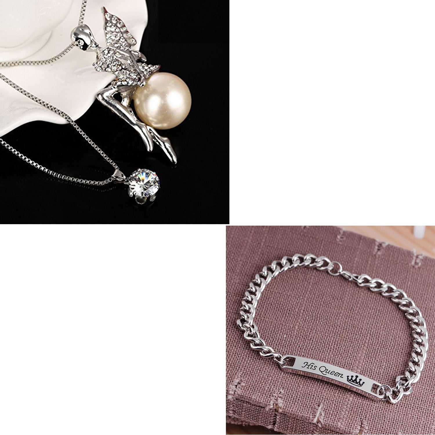 Combo of His Queen Bracelet and Angel Pendant