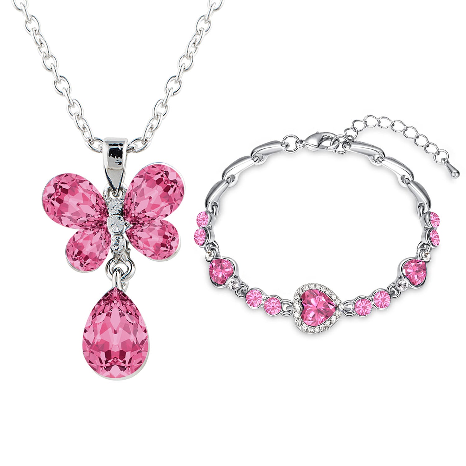 Combo of Heart Bracelet and Butterfly Pendant