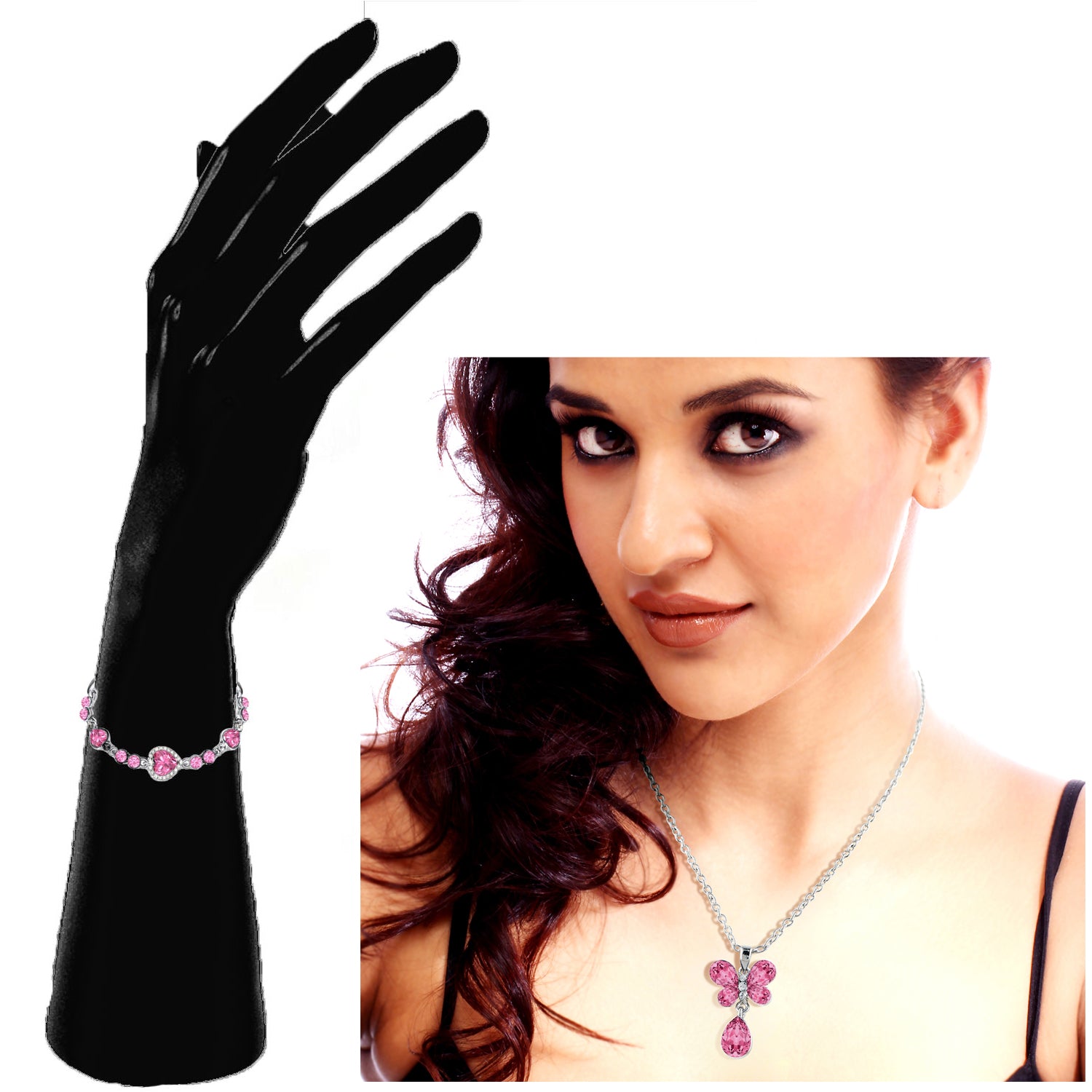 Combo of Heart Bracelet and Butterfly Pendant