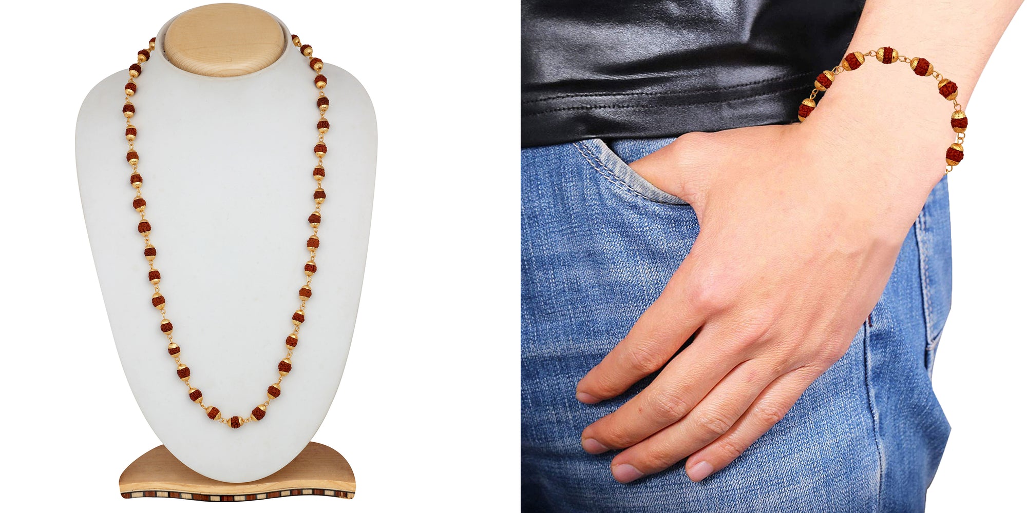 Combo of Rudrakshaa 24 Inch Mala and Bracelet