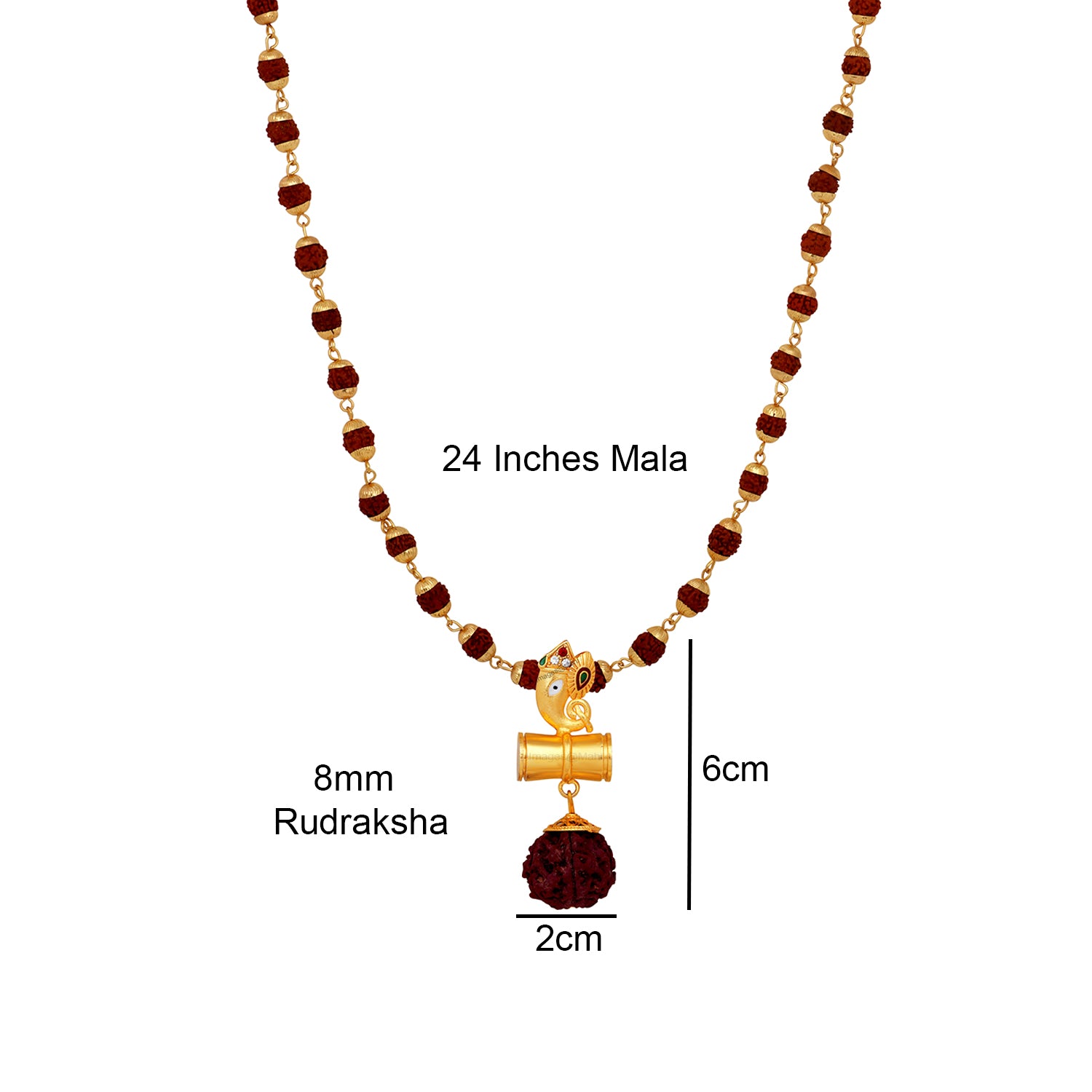 Combo of Om Bracelet and Shivji Damru Ganesha Pendant with 24 Inch Rudraksha Mala