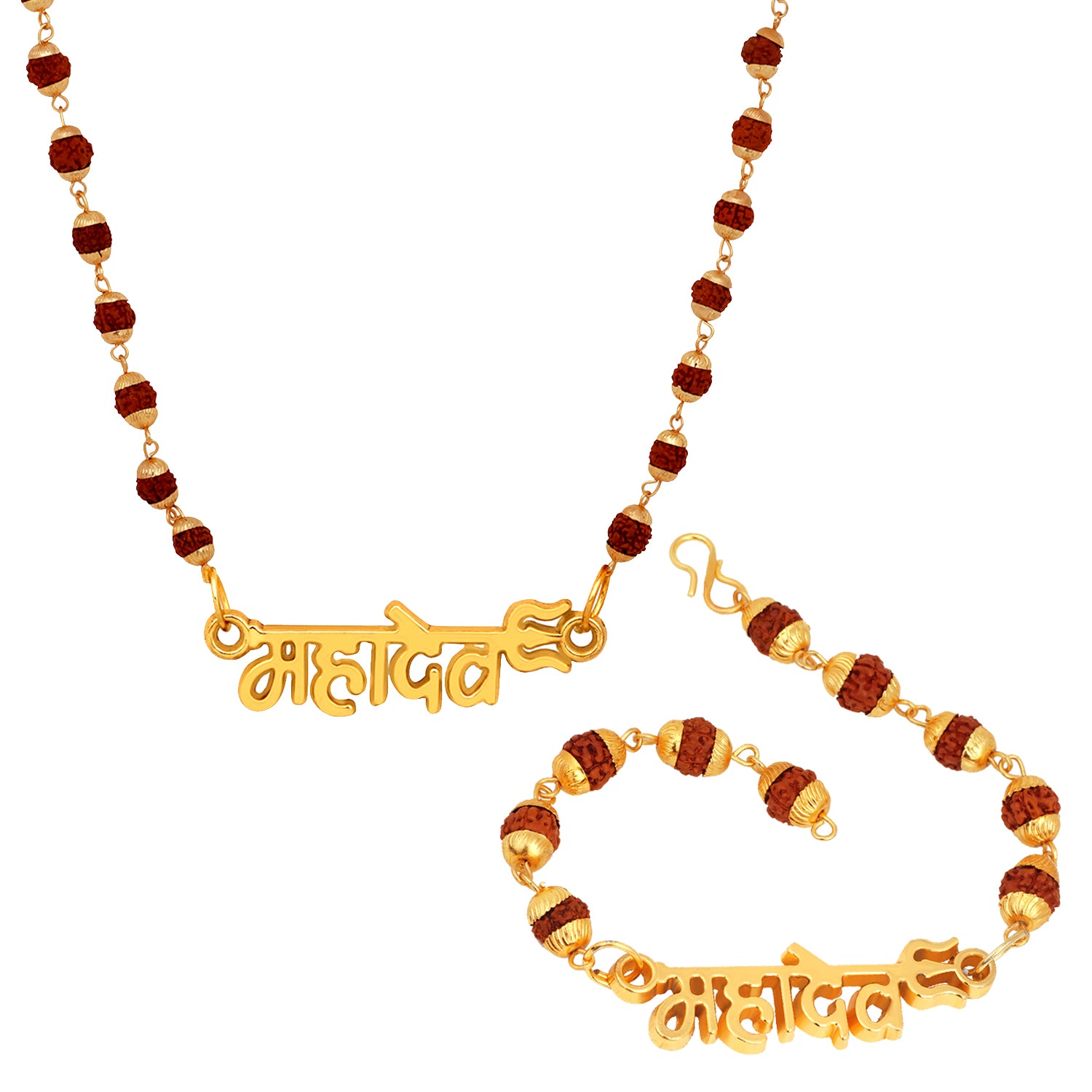 Combo of Mahadev Bracelet Pendant with 24 Inch Rudraksha Mala