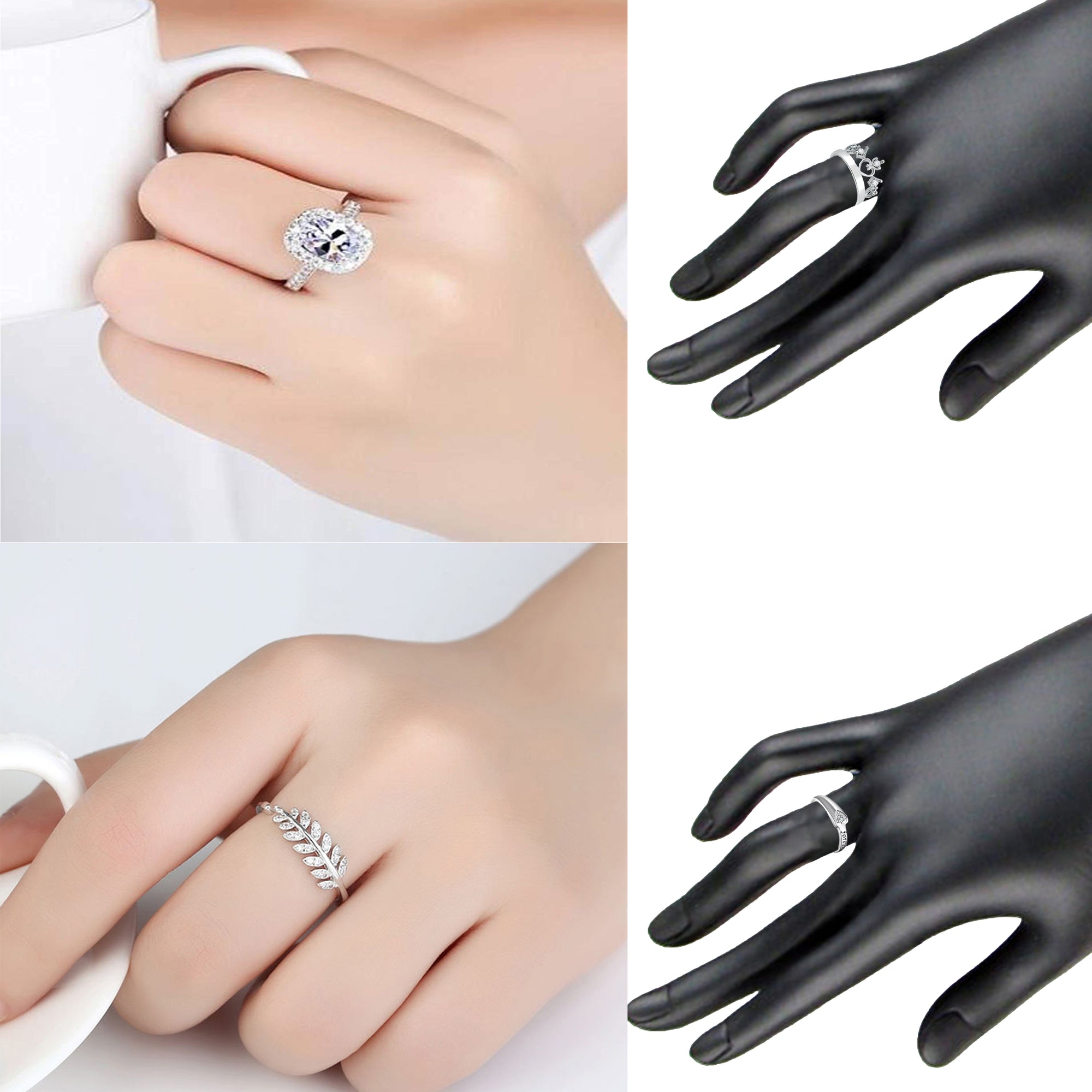 4 Pcs Combo of Stylish and Designer Adjustable Finger Rings