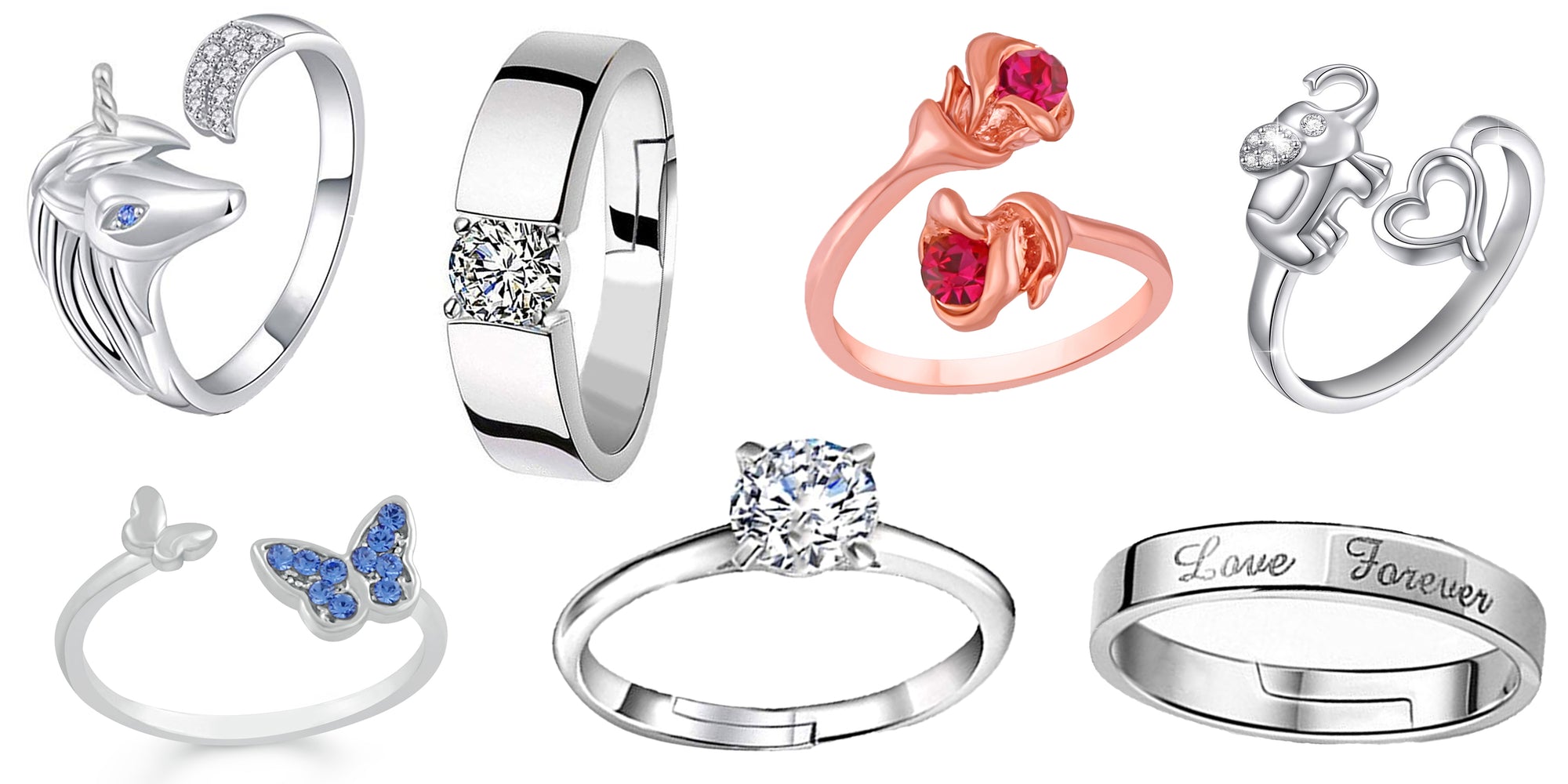 7 Pcs Combo of Stylish and Designer Adjustable Finger Rings