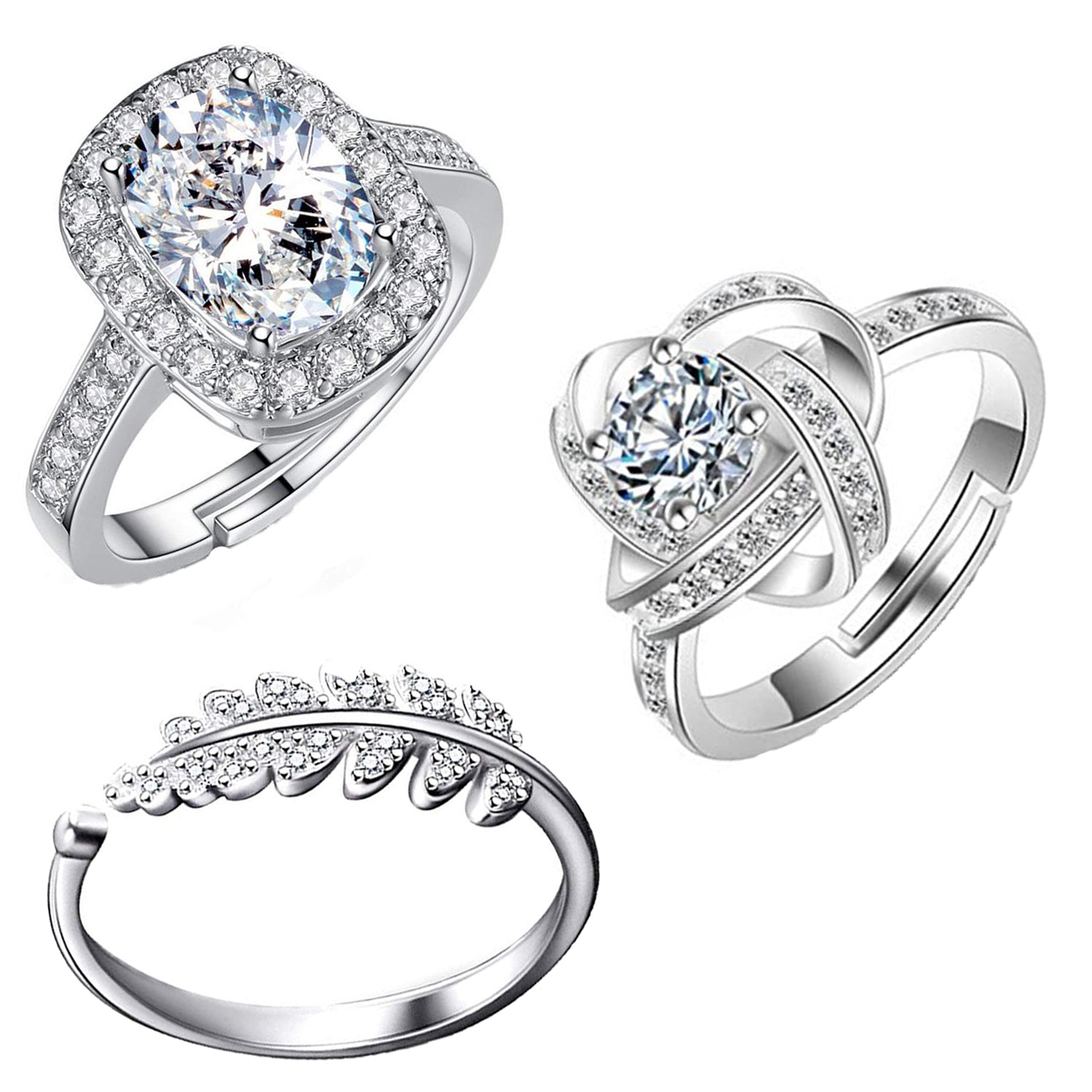 3 Pcs Combo of Stylish and Designer Adjustable Finger Rings