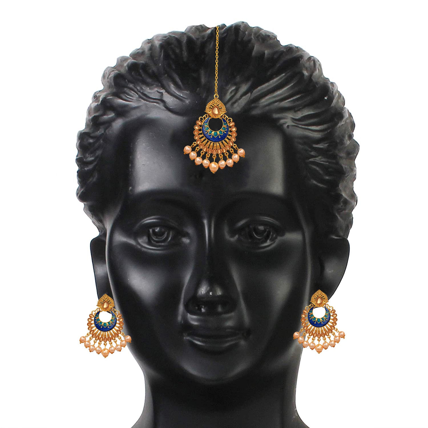 Traditional Dangler Meenakariwork Maang Tikka and Earrings Set