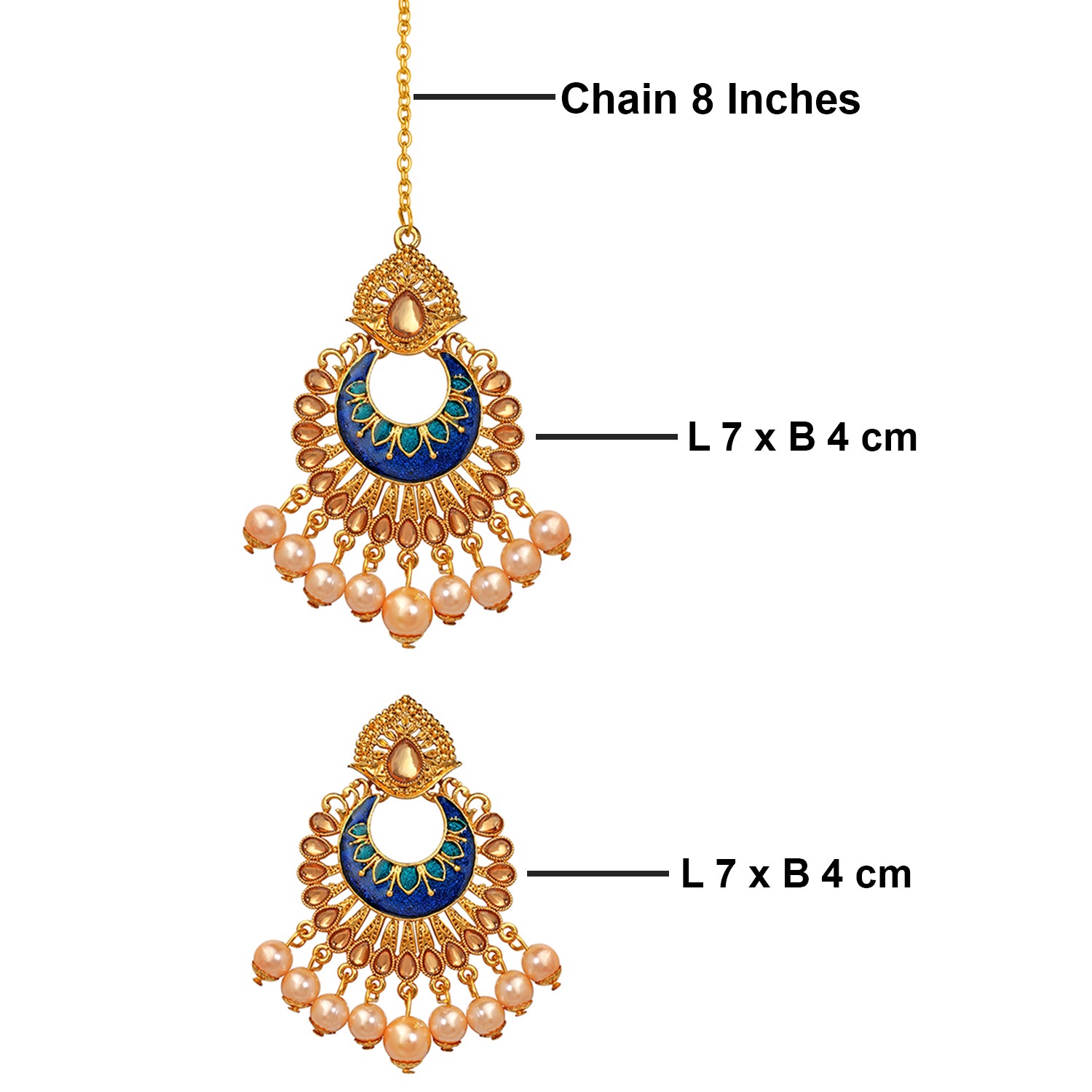 Traditional Dangler Meenakariwork Maang Tikka and Earrings Set
