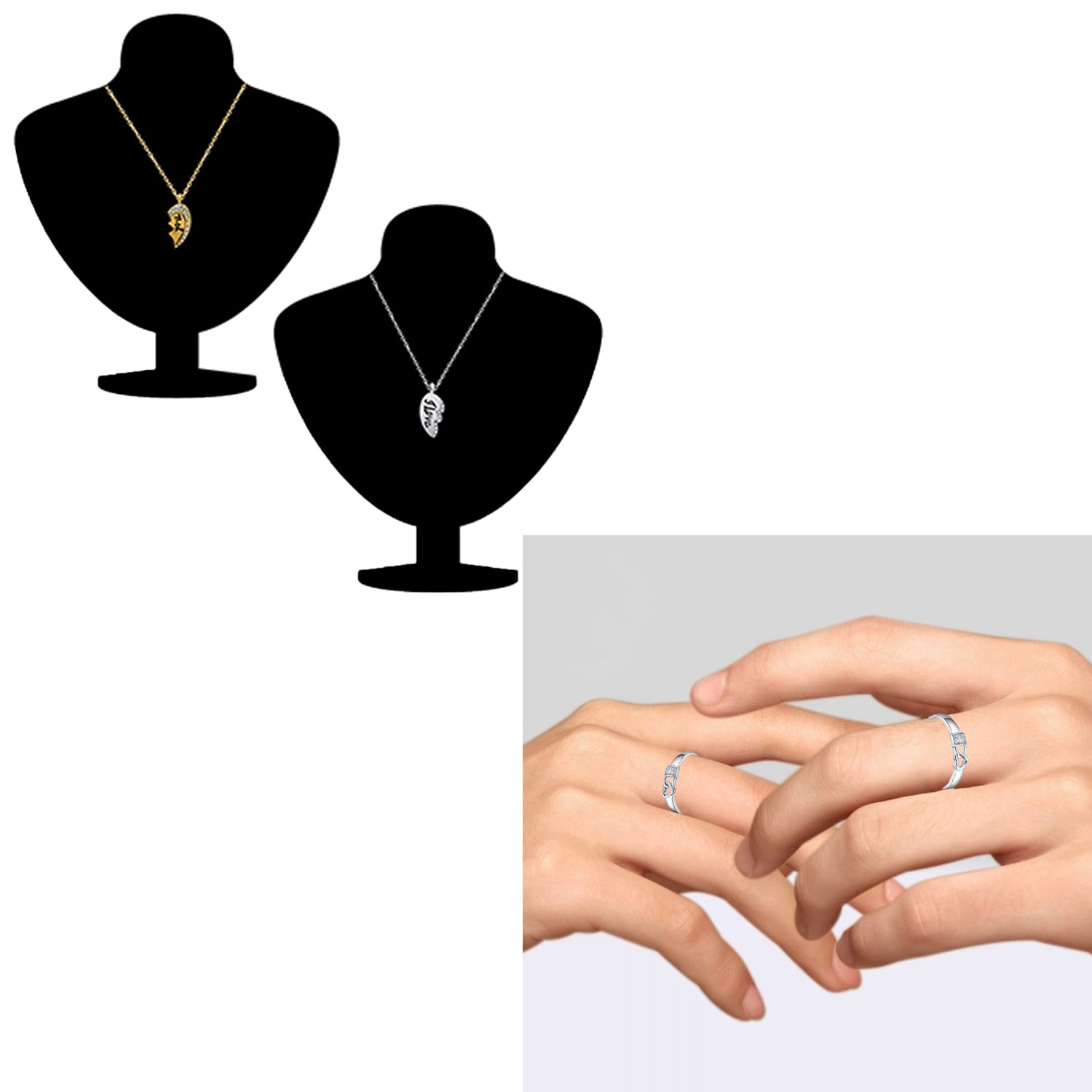 Broken Heart Pendant and Couple Rings