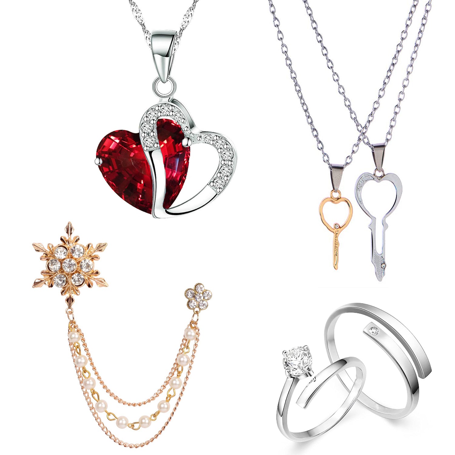 Pendants Brooch and Couple Ring