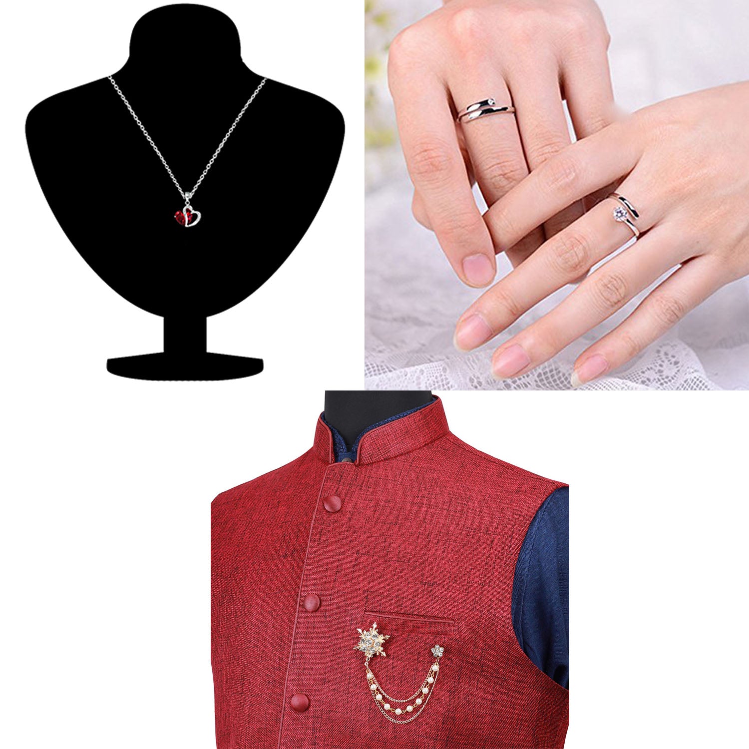 Pendants Brooch and Couple Ring