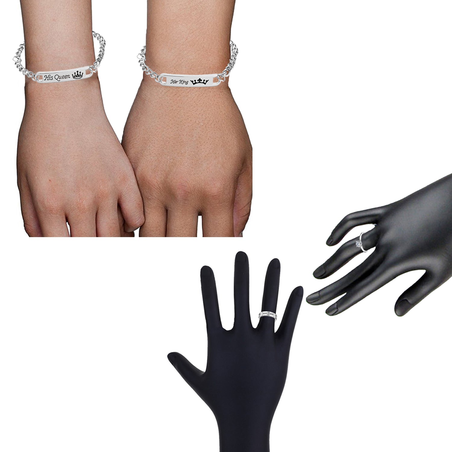 King Queen Pendant, Bracelet and Couple Ring