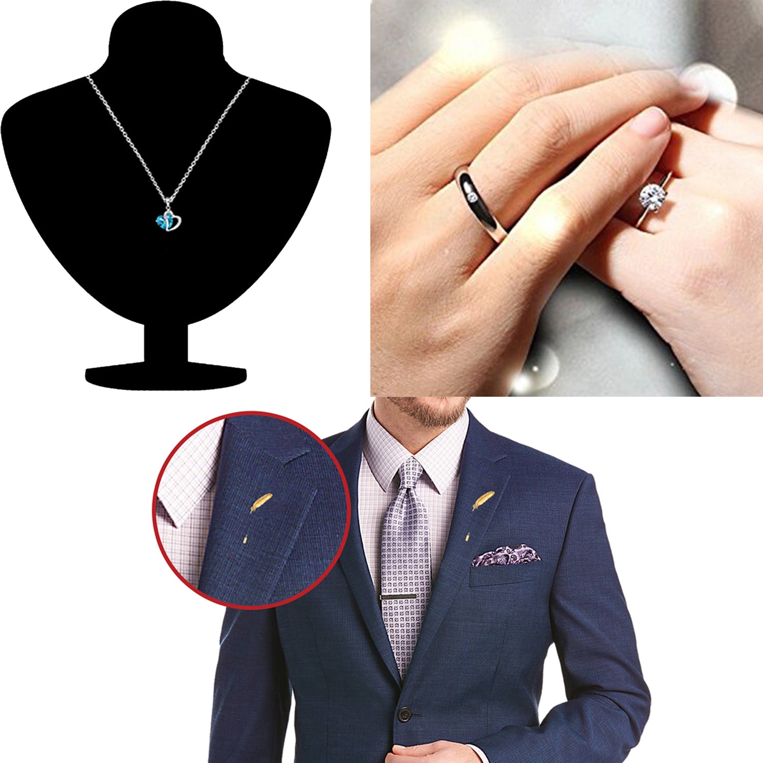 Pendants Brooch and Couple Ring