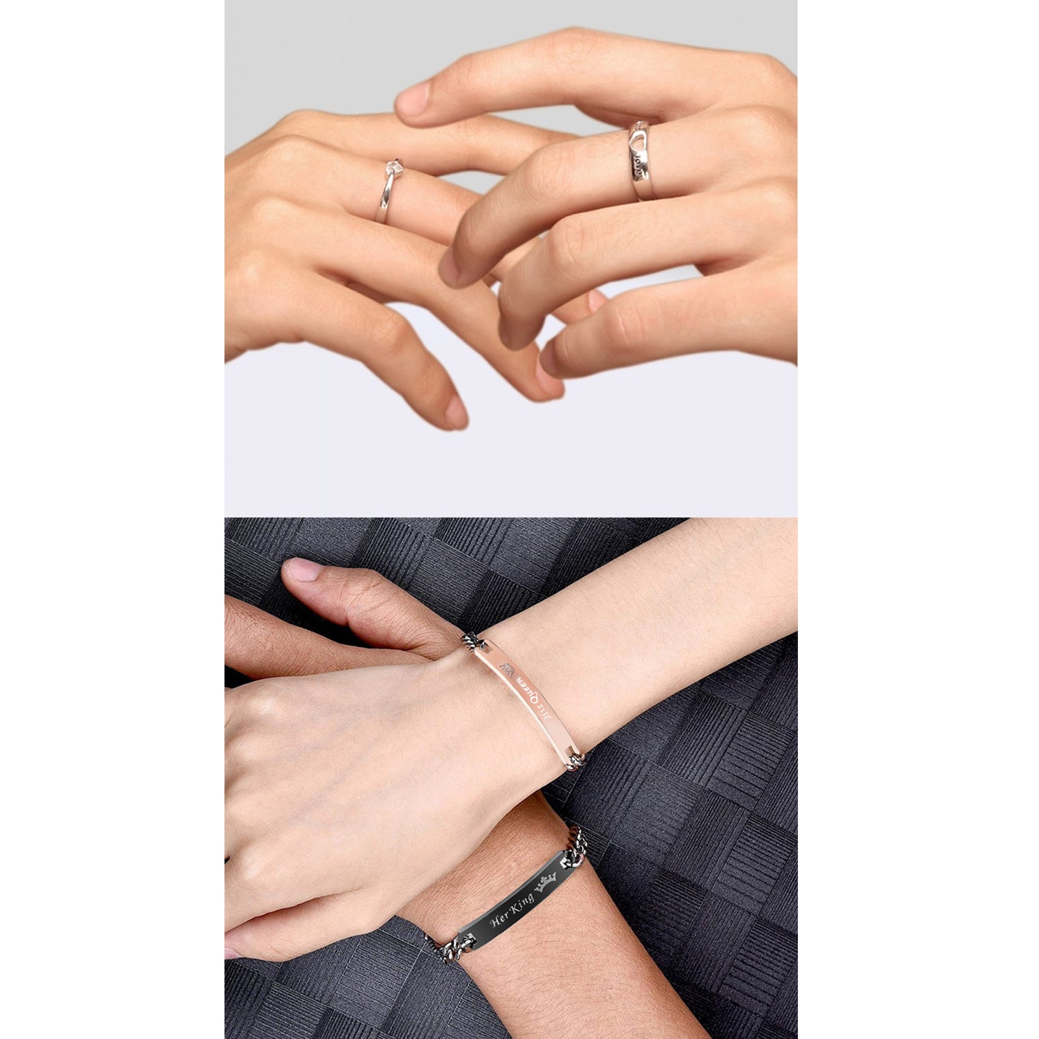 King Queen Pendant, Bracelet and Couple Ring