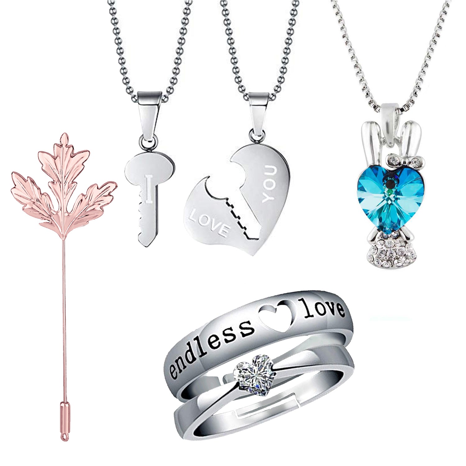 Pendants Brooch and Couple Ring