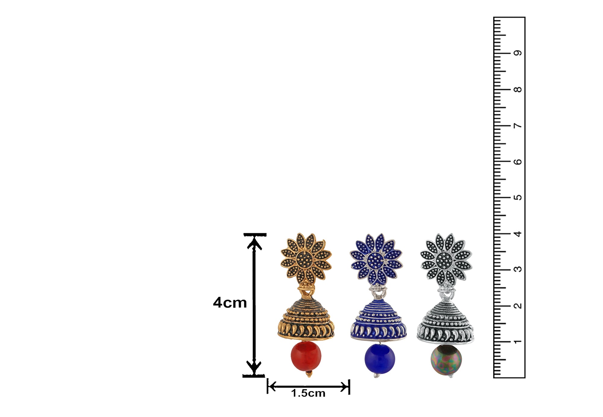 Combo of Three Traditional Ethnic Jhumka Floral Earrings