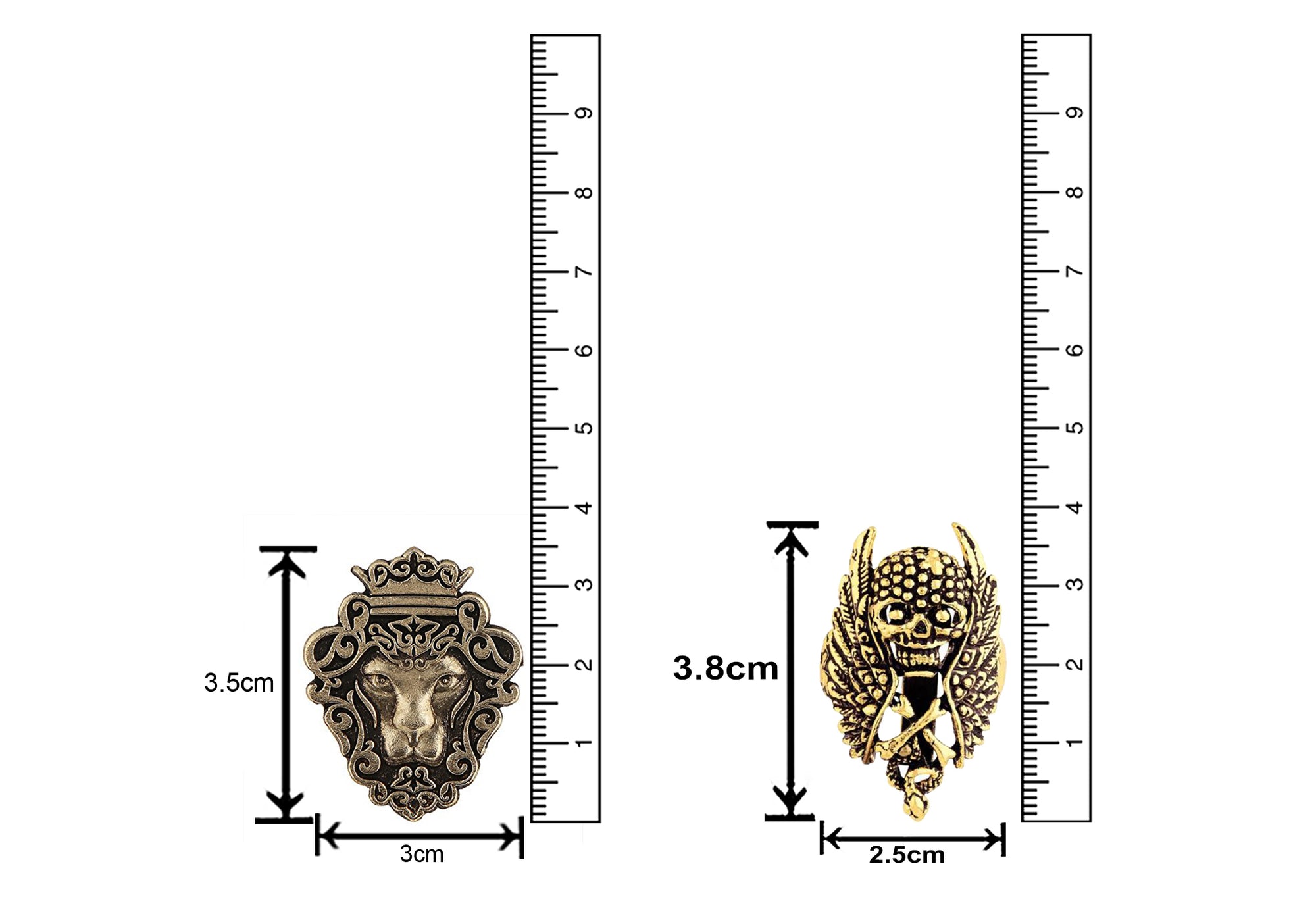 Combo of Lion Face and Skull Bones Shirt Stud Brooch Pin