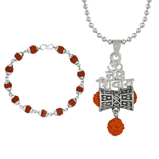 Combo of Om Nammo Shivay Pendant and Bracelet