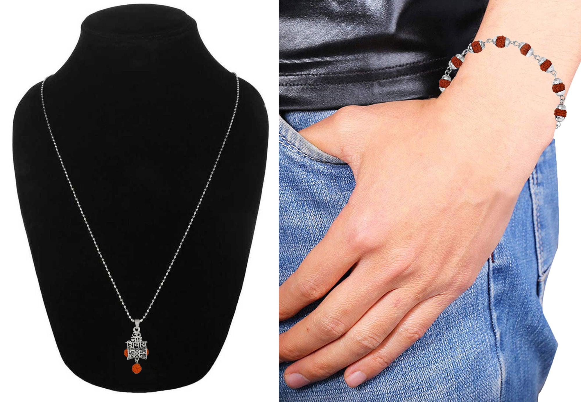 Combo of Om Nammo Shivay Pendant and Bracelet