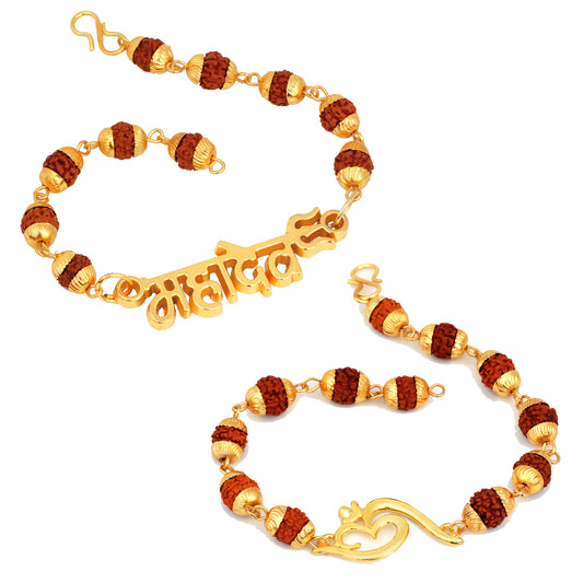 Combo of Om Mahadev Trishul Bracelets with Rudraksha
