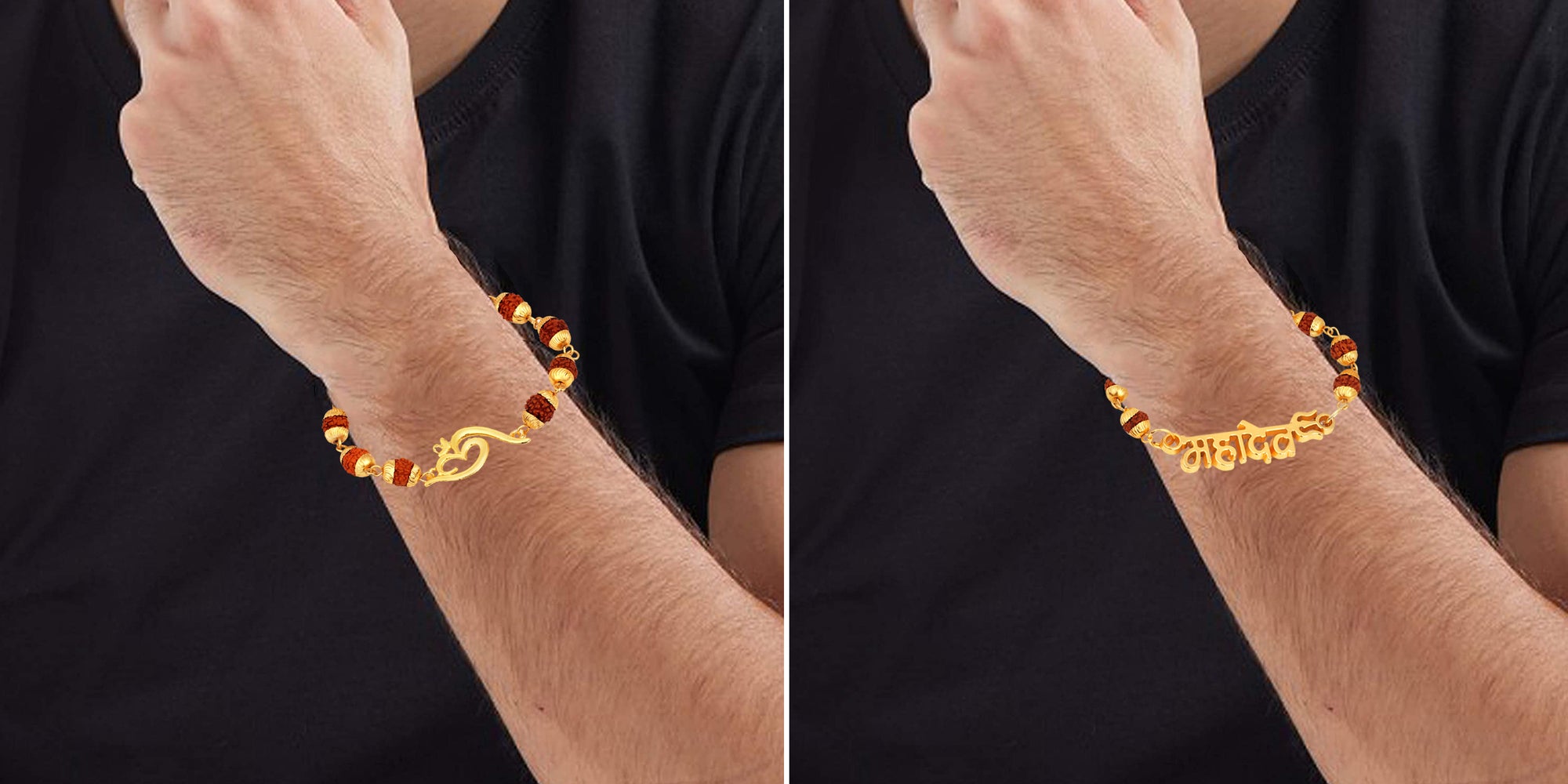 Combo of Om Mahadev Trishul Bracelets with Rudraksha