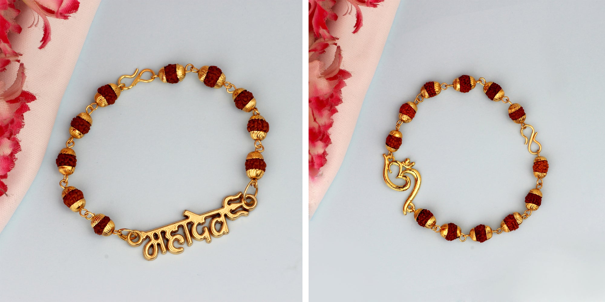 Combo of Om Mahadev Trishul Bracelets with Rudraksha