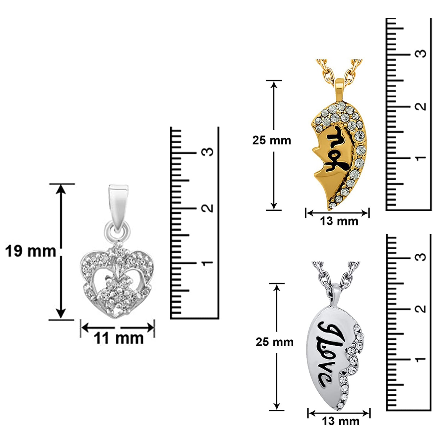 Combo of I Love You Heart Pendant