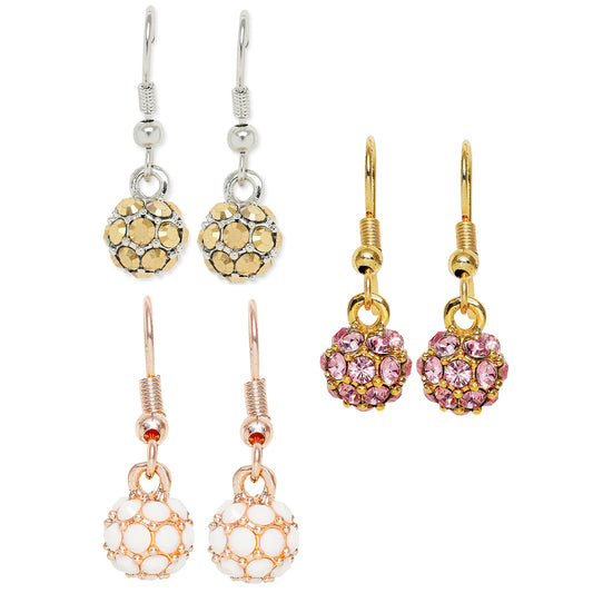 Combo of 3 Royal Sparklers Multicolor Crystals Ball Earrings