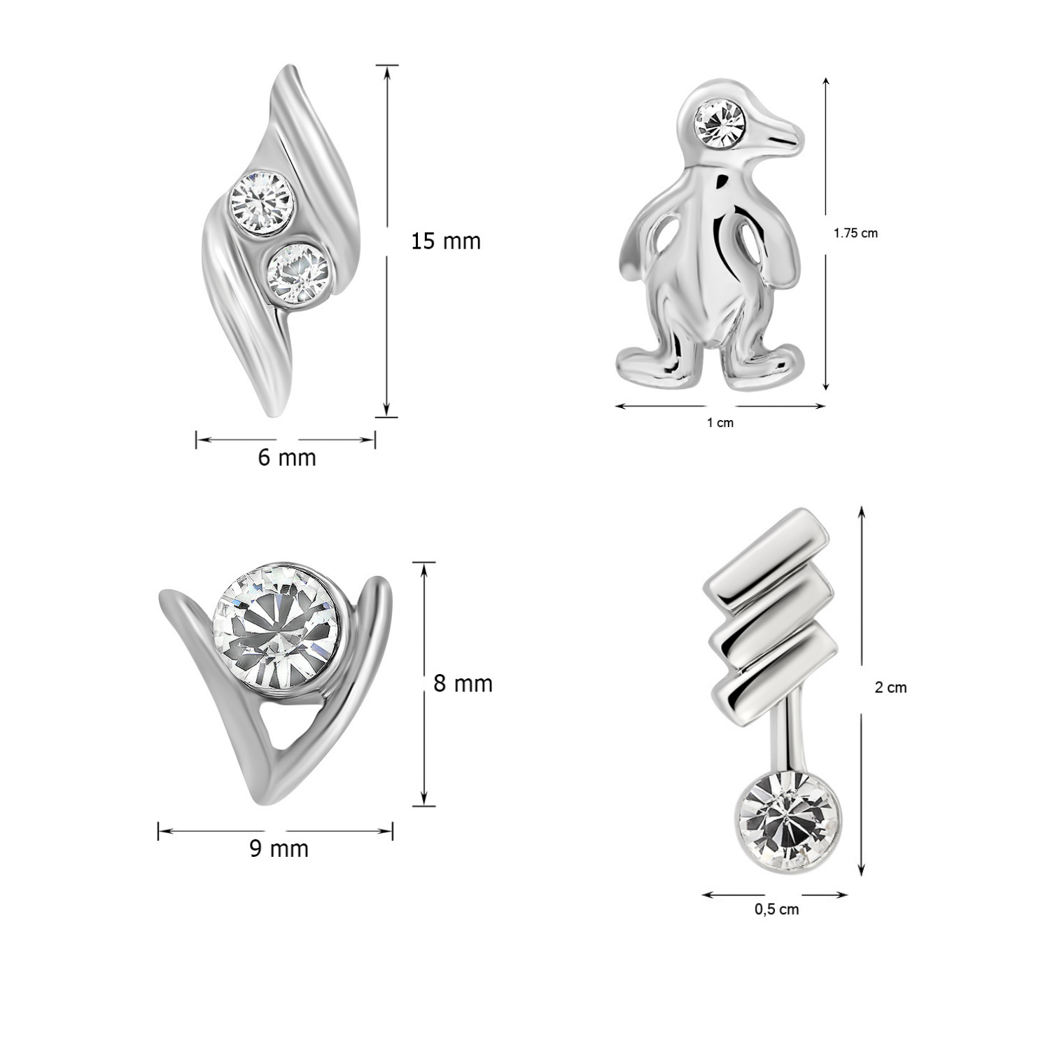 Combo of 6 Small Stud Earrings