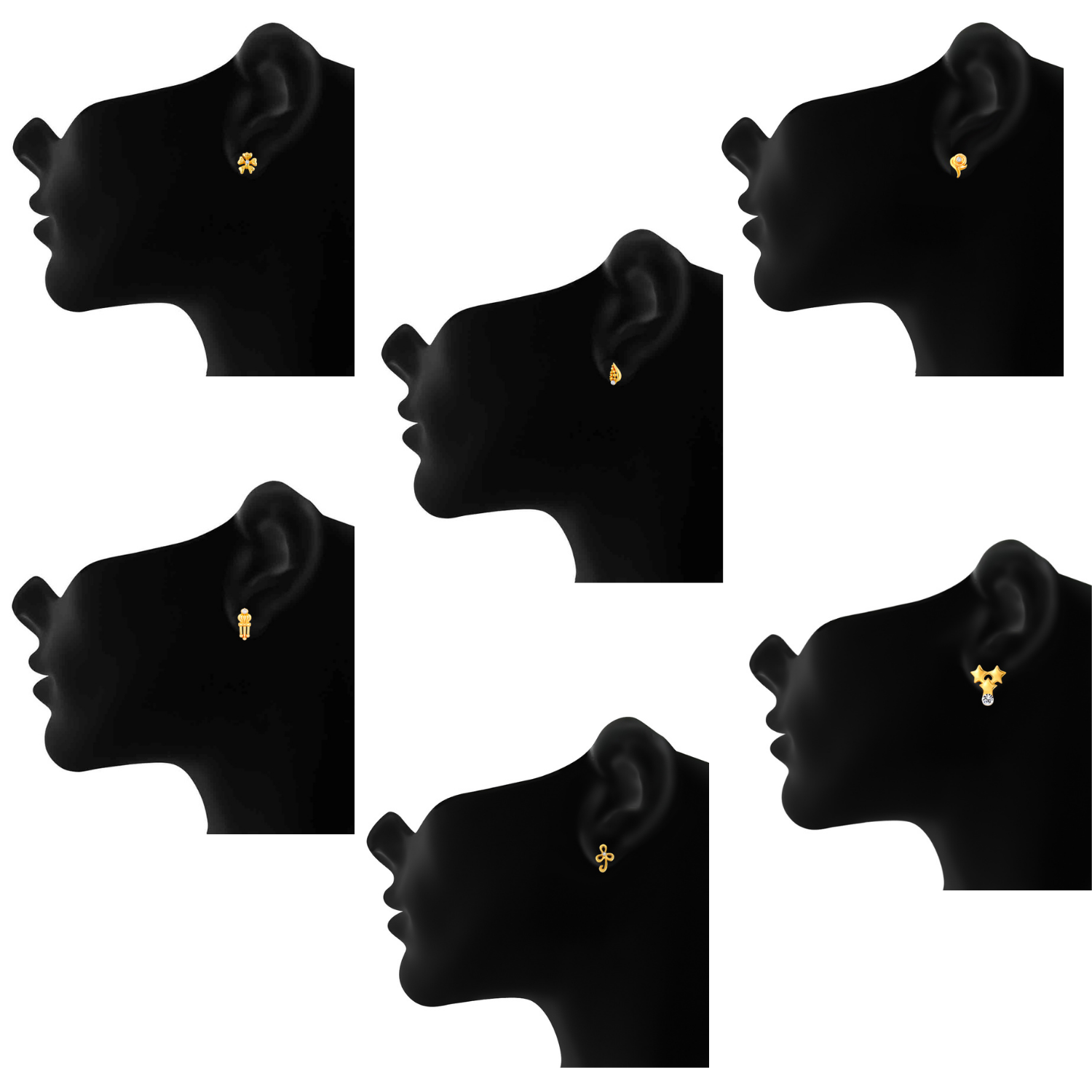 Combo of 6 Small Stud Earrings