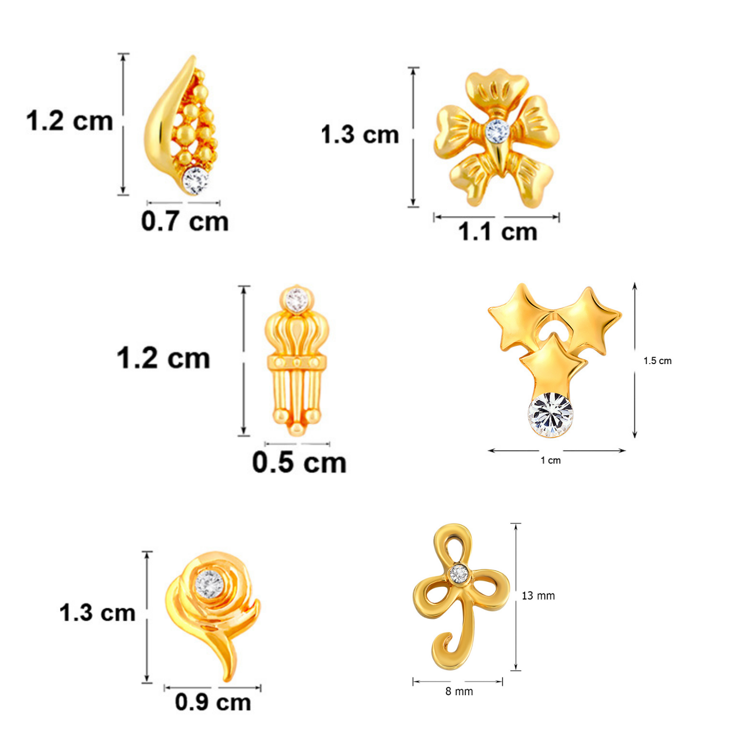 Combo of 6 Small Stud Earrings