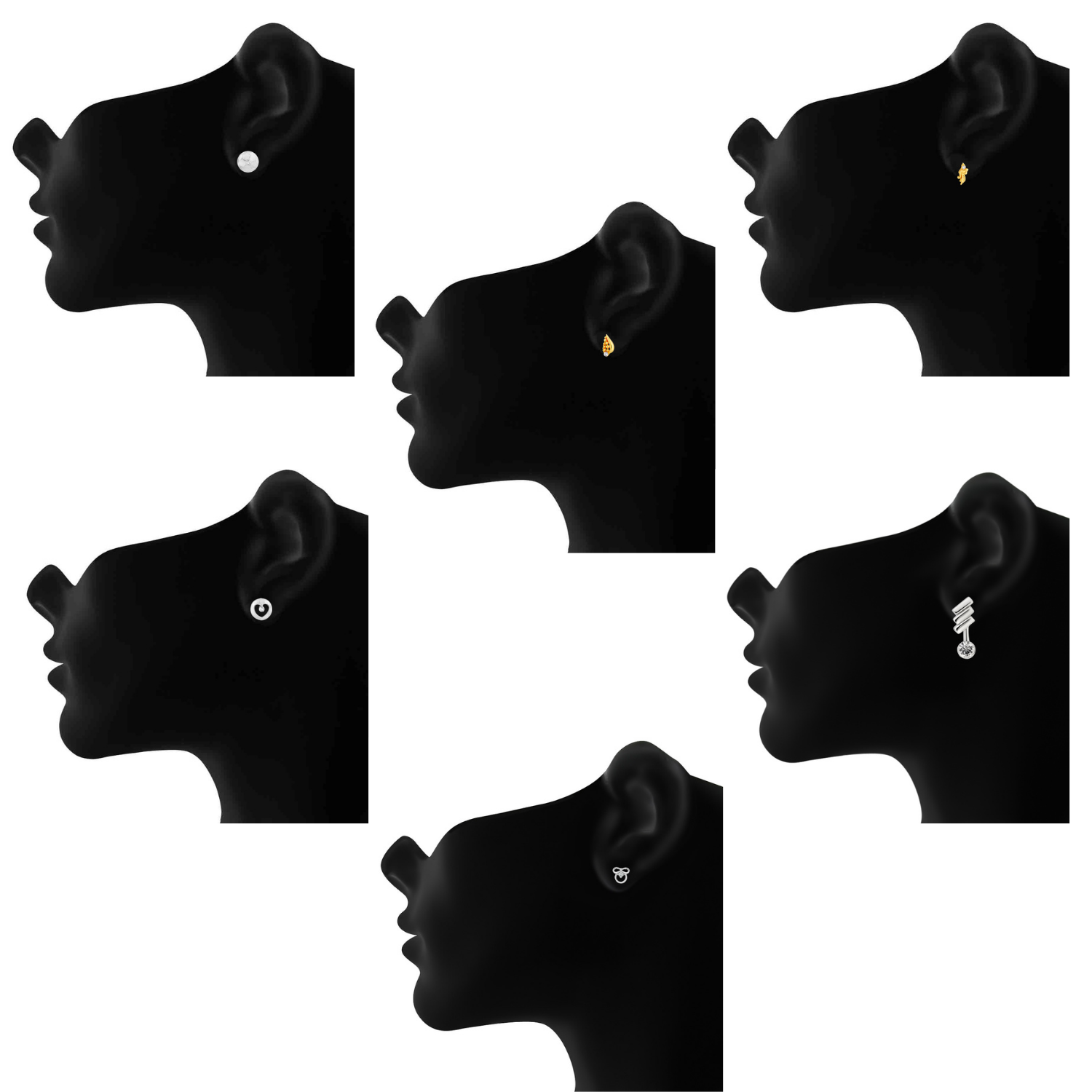Combo of 6 Small Stud Earrings