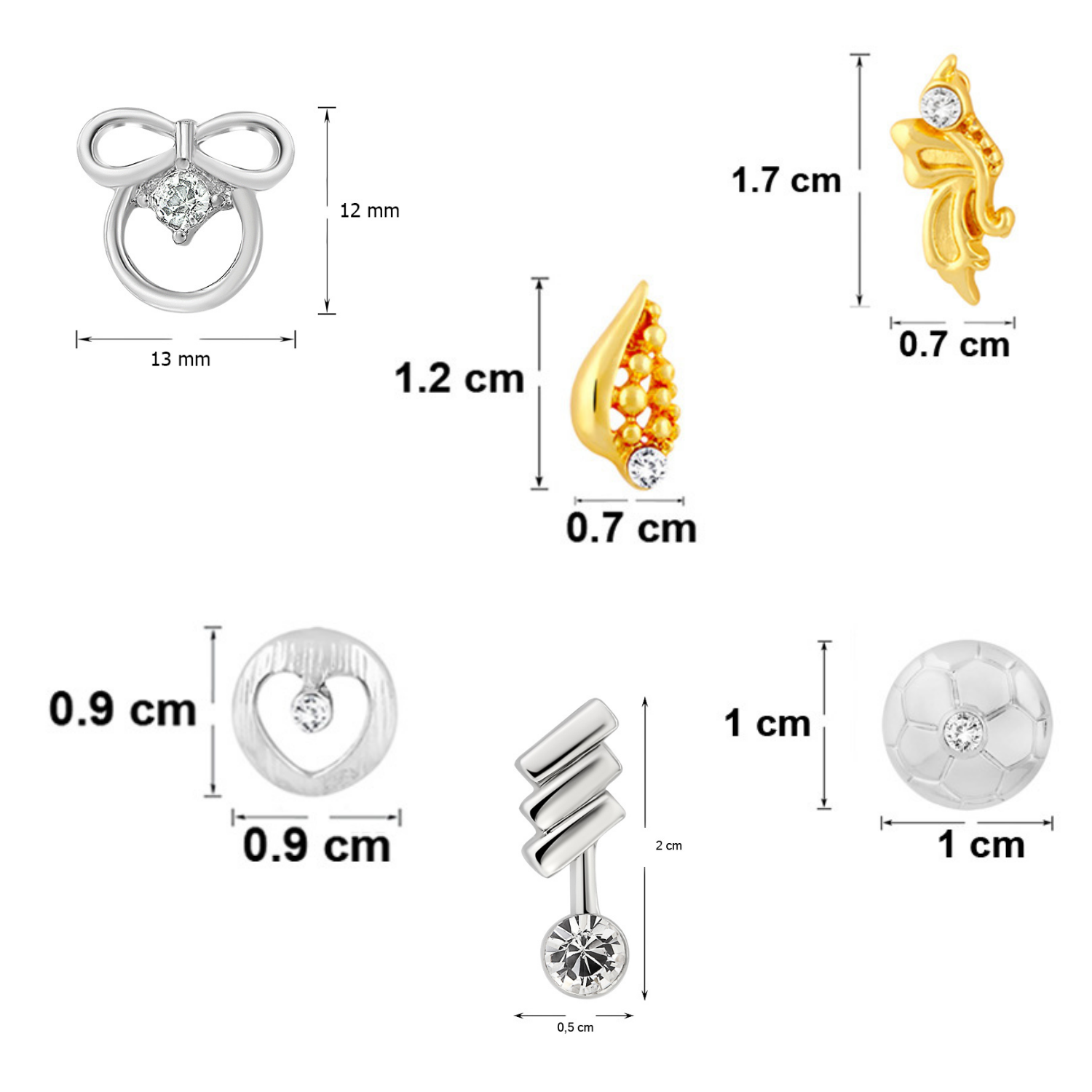 Combo of 6 Small Stud Earrings