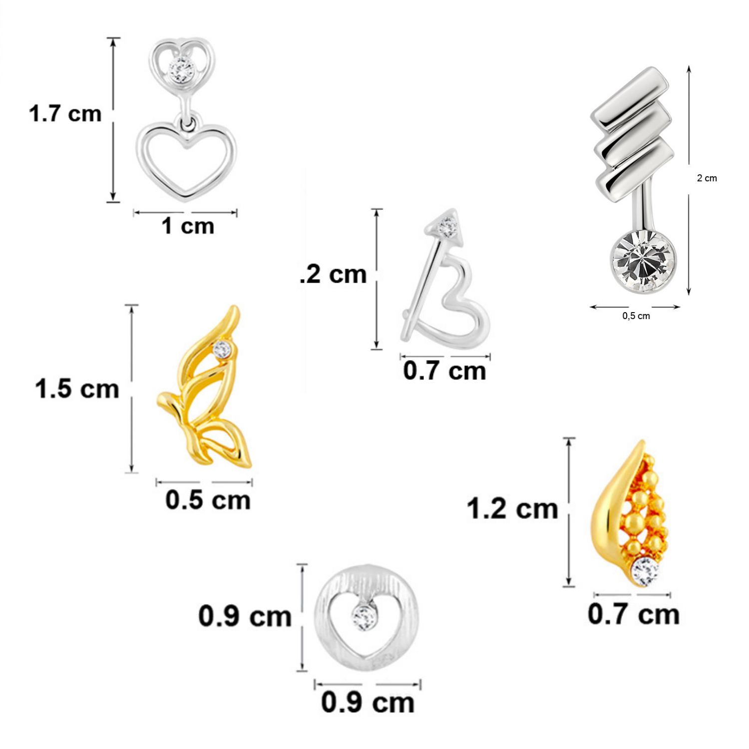 Combo of 6 Small Stud Earrings