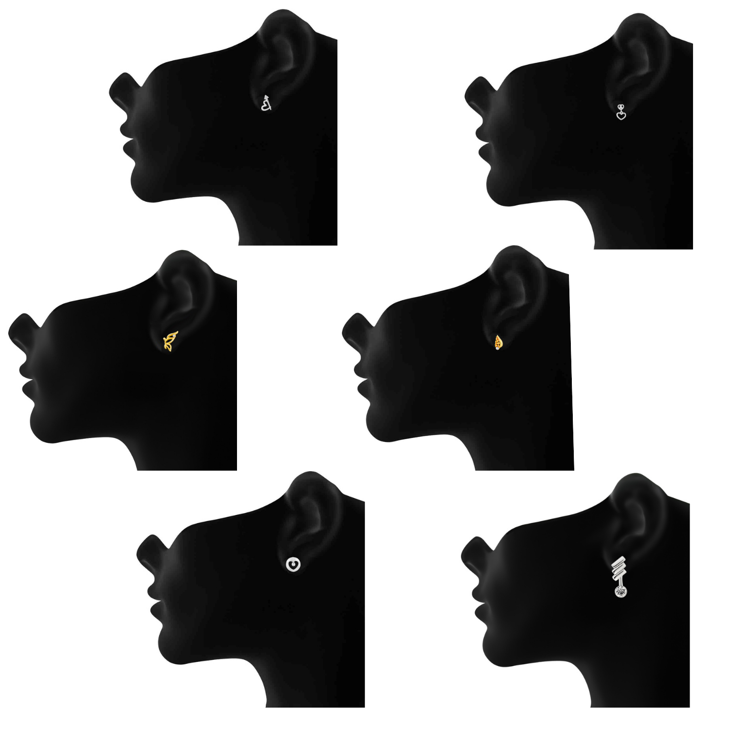 Combo of 6 Small Stud Earrings