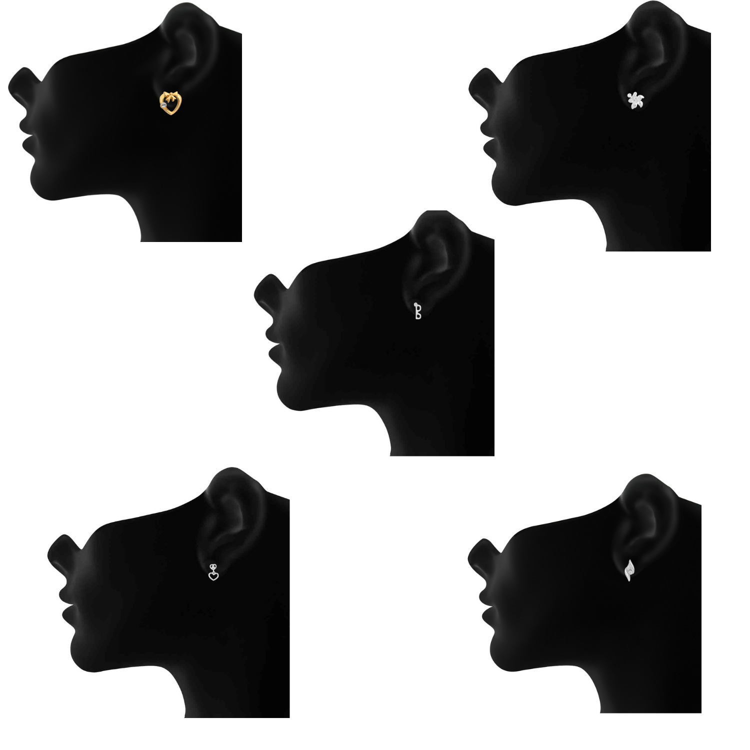 Combo of 10 Small Crystal Stud Earrings