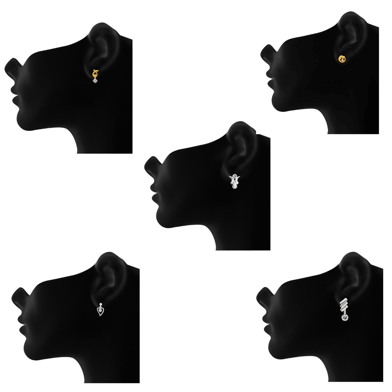 Combo of 10 Small Crystal Stud Earrings