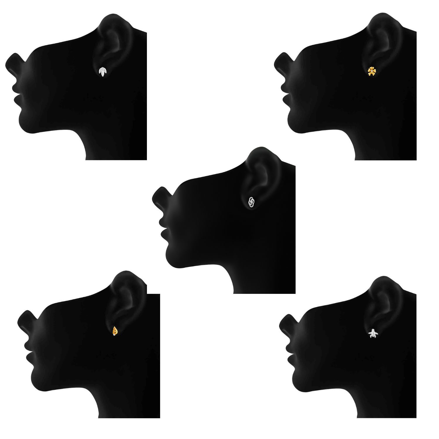 Combo of 10 Small Crystal Stud Earrings