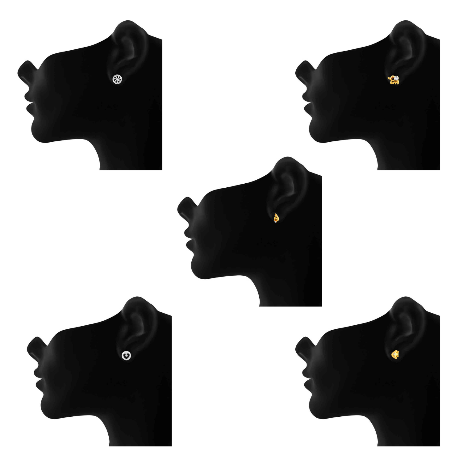 Combo of 10 Small Crystal Stud Earrings