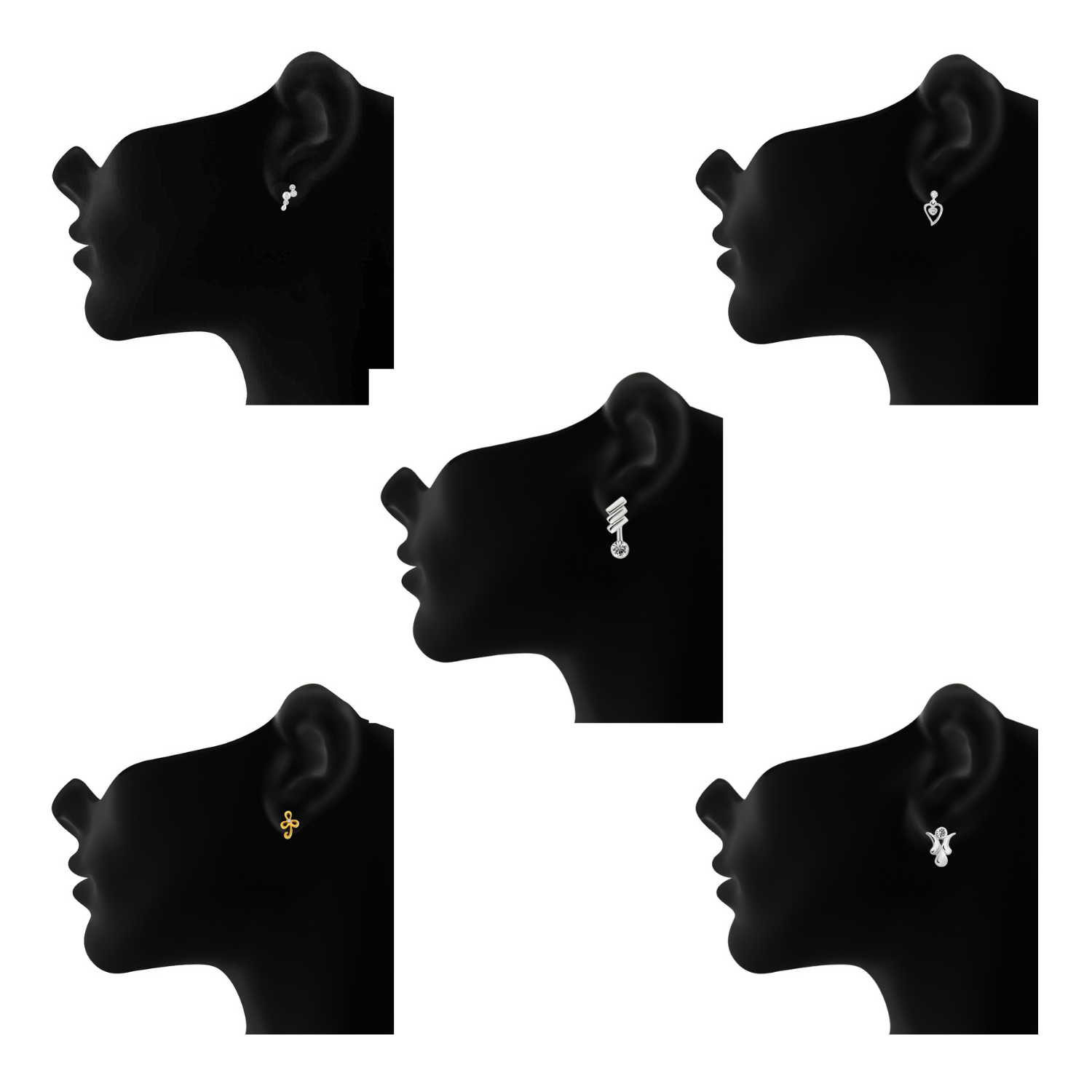 Combo of 10 Small Crystal Stud Earrings