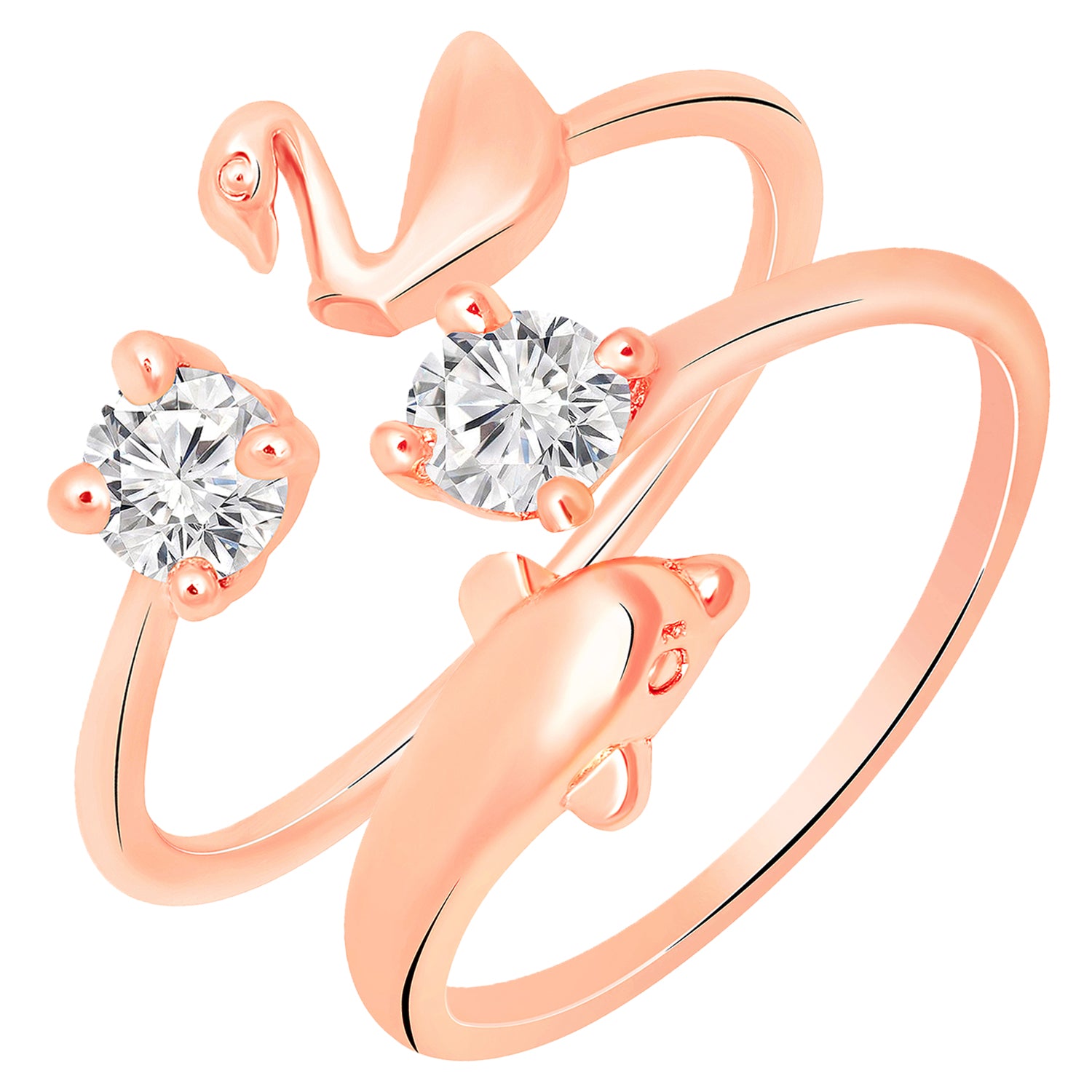 Combo of Duck and Dolphin Shaped Adjustable Finger Ring