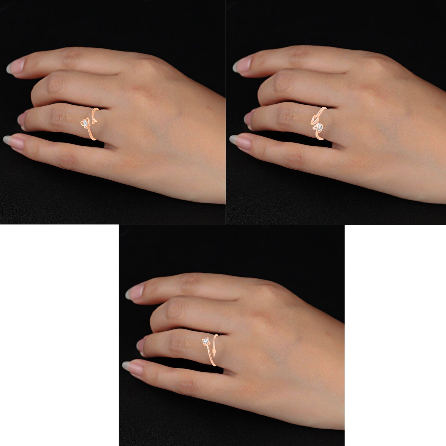 Combo of 3 Geometrical Shapes Adjustable Finger Rings