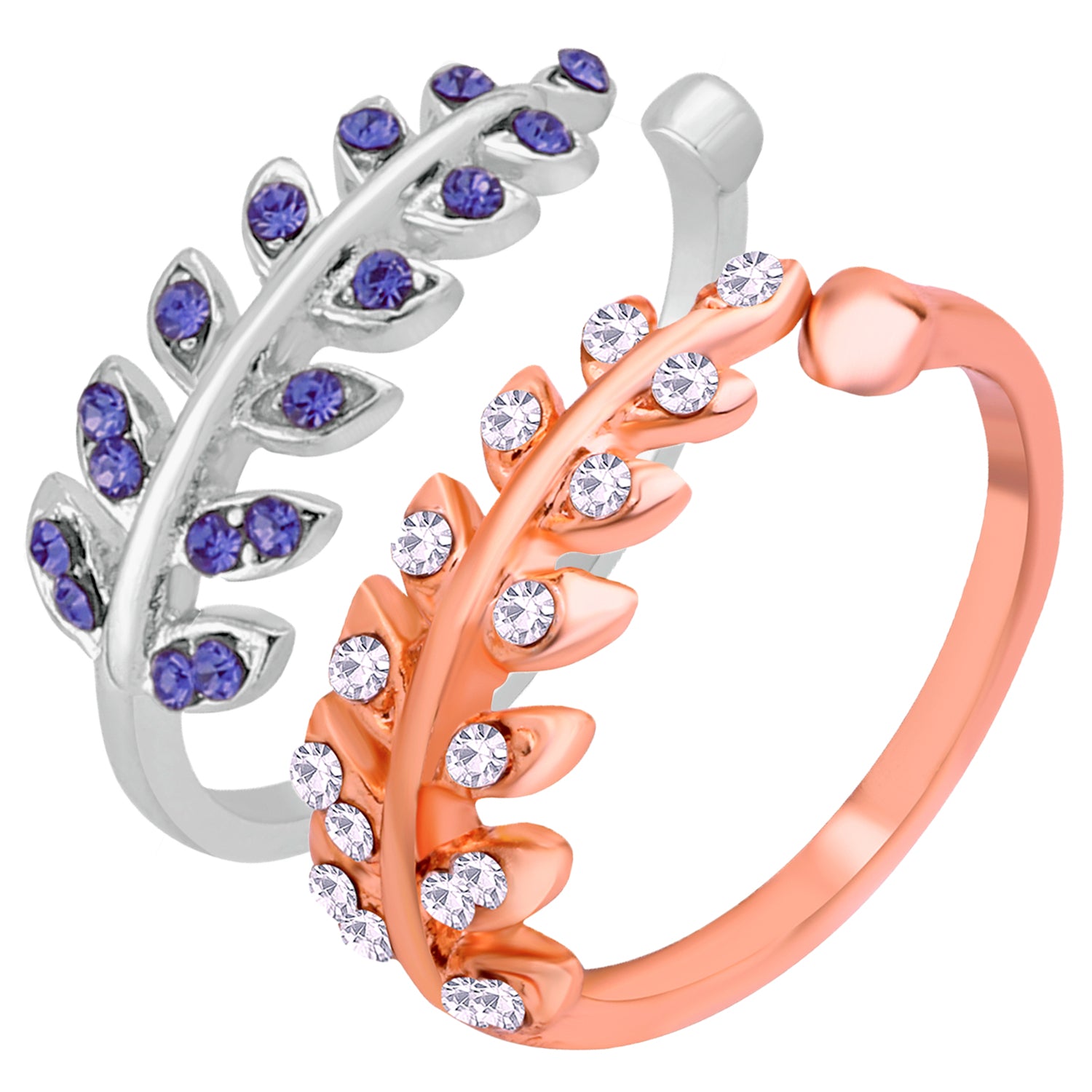 Combo of 2 Leaves Shaped Adjustabe Finger Rings