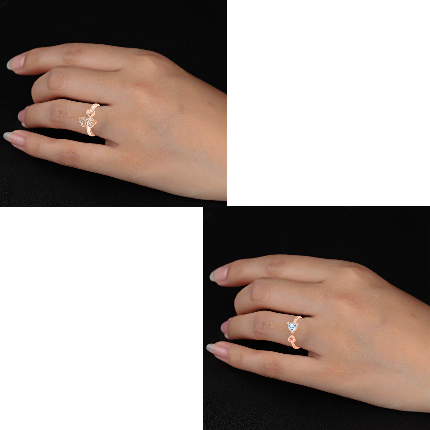 Combo of 2 Heart Shaped Adjustable Finger Rings