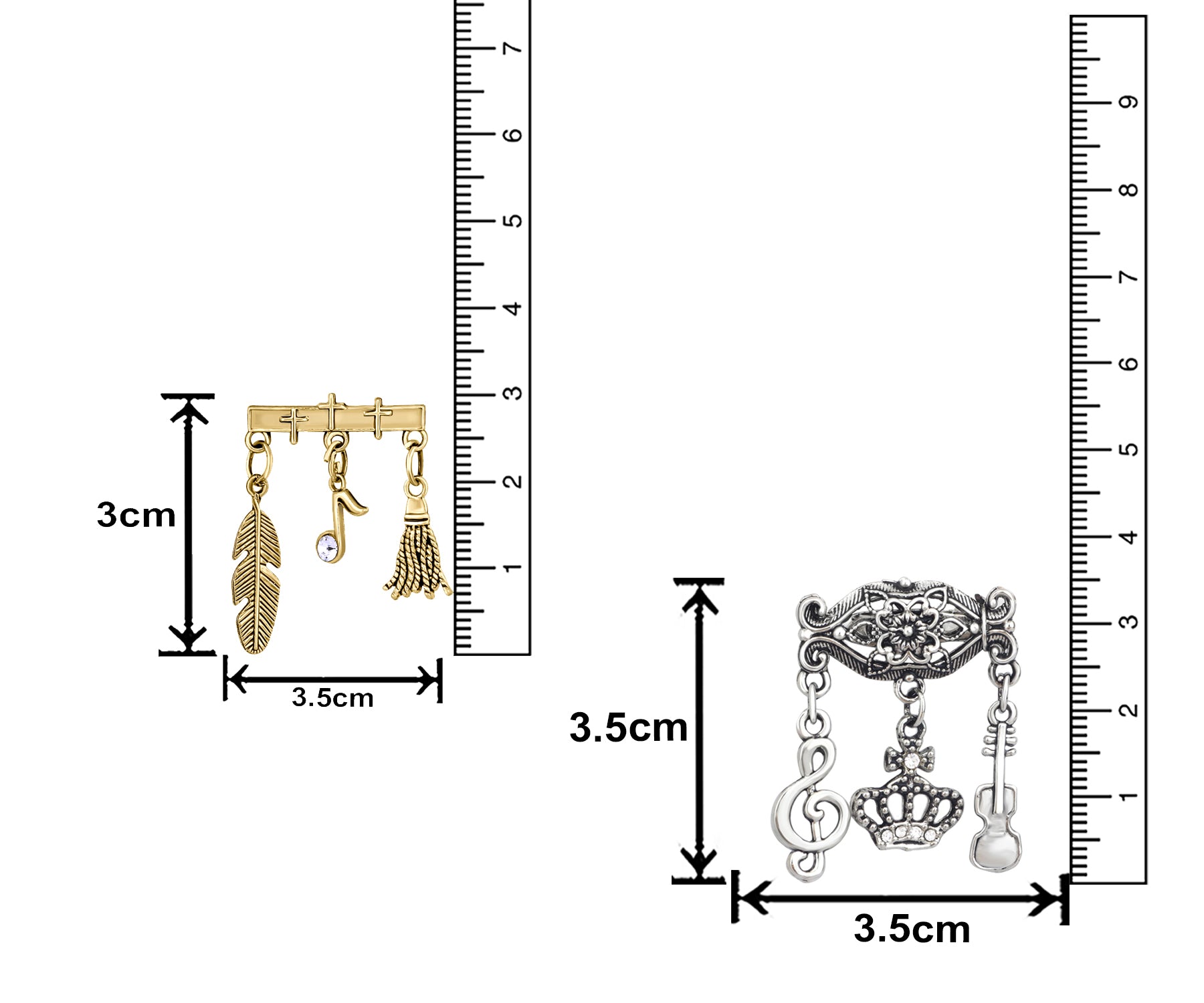 Musical Notes, Guitar, Leaf Charms Lapel Pin / Brooch