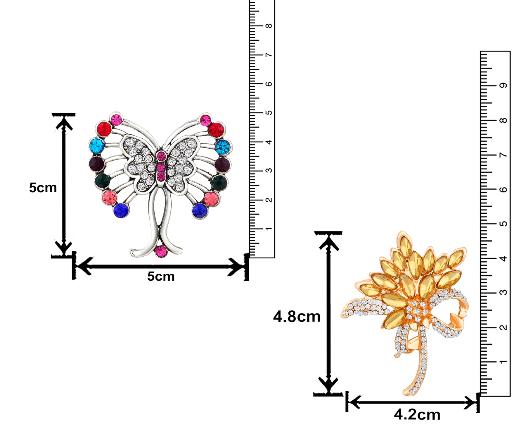 Floral and Butterfly Shaped Lapel Pin / Brooch