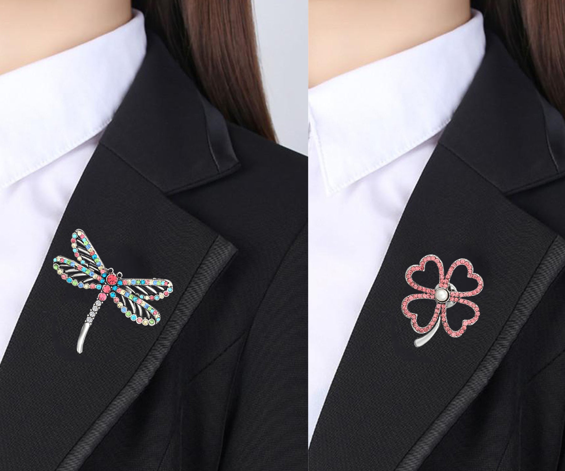 Floral and Butterfly Shaped Lapel Pin / Brooch