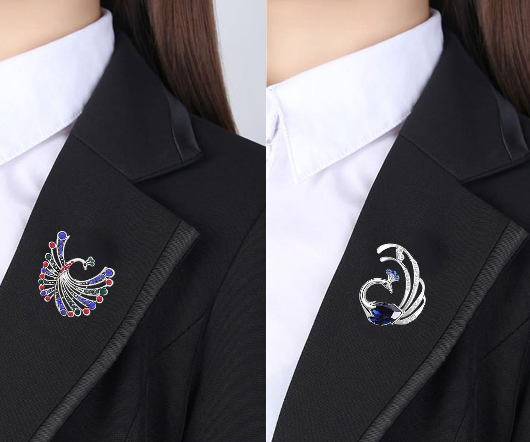 Flying Peacock Shaped Lapel Pin / Brooch